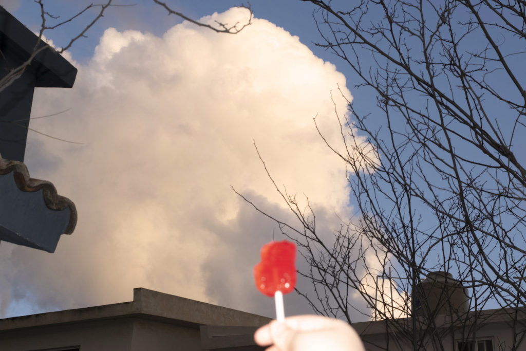 Paleta, árbol y nube